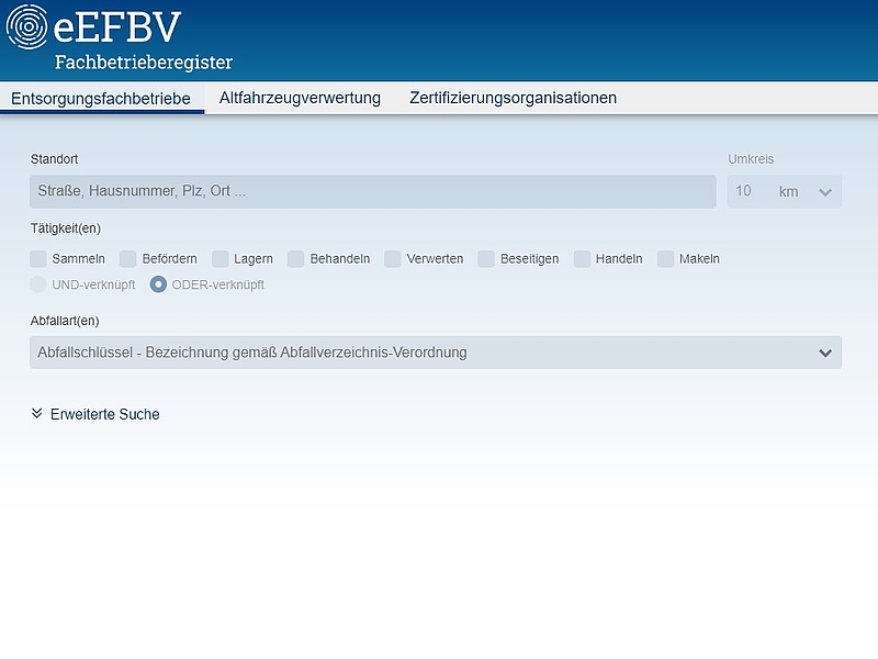 eFFBV, Register, Emntsorgungsfachbetriebe