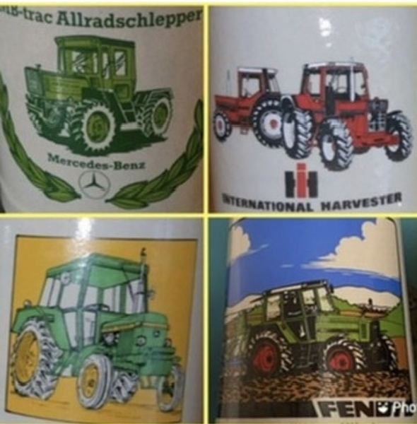 Suche Bierkrüge mit Werbung/ Traktoren,LKW…