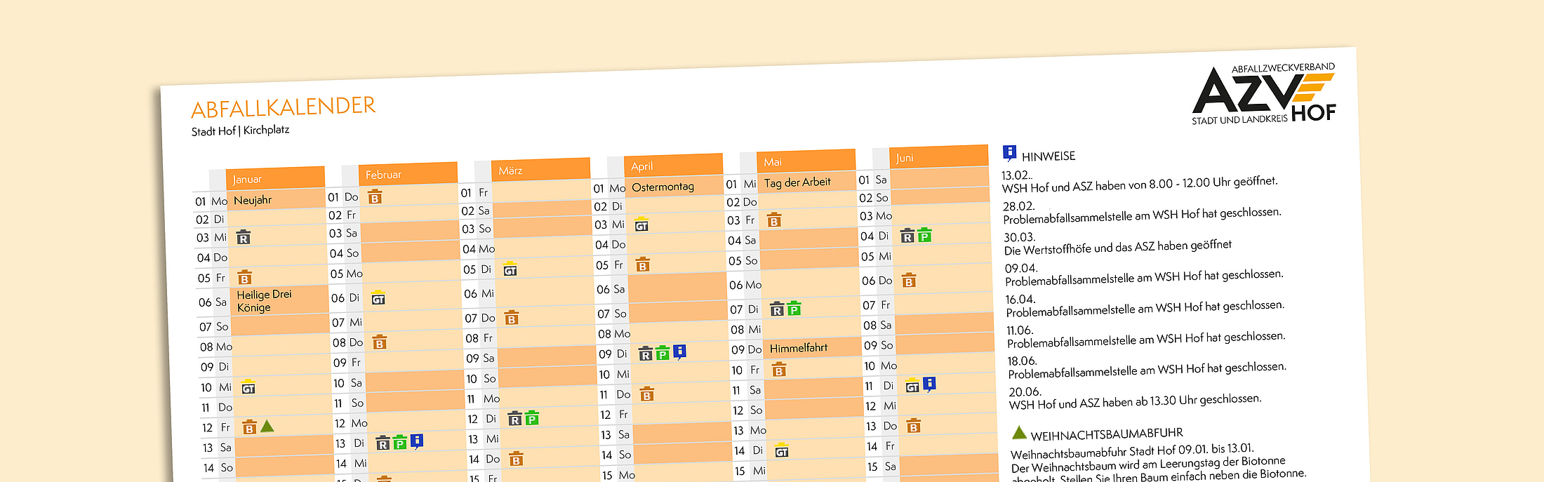 Abfuhrkalender Hof Stadt