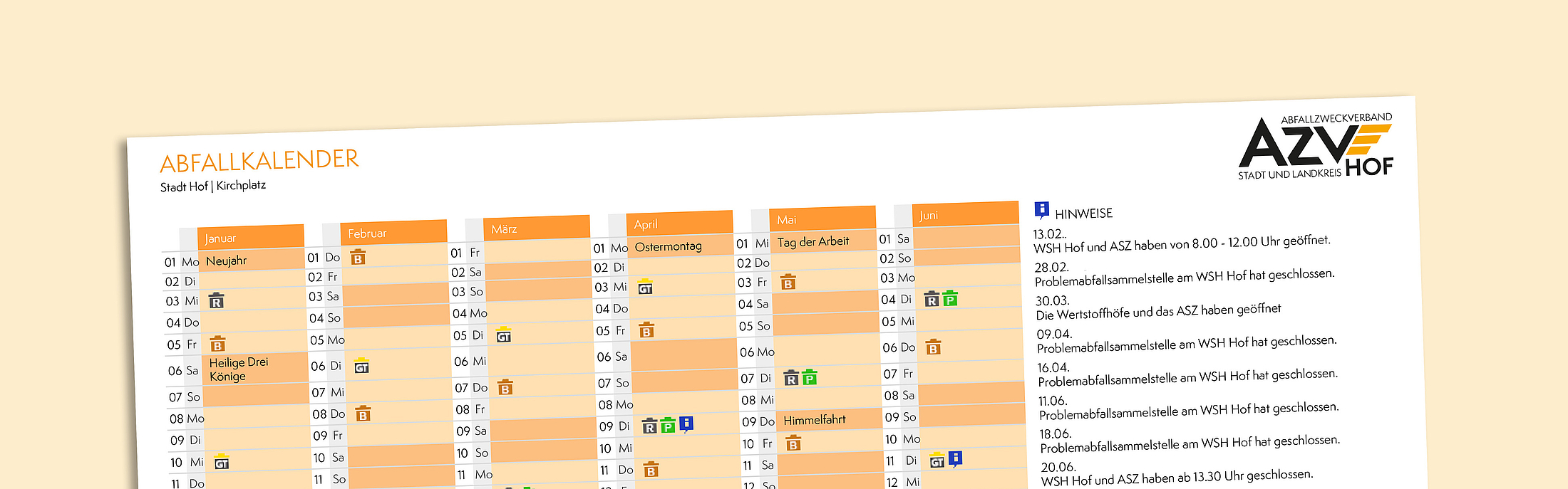 Abfuhrkalender Hof Stadt