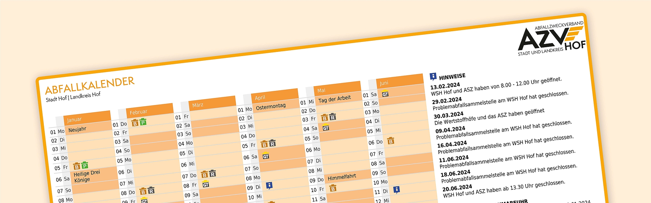 Abfuhrkalender Hof Stadt
