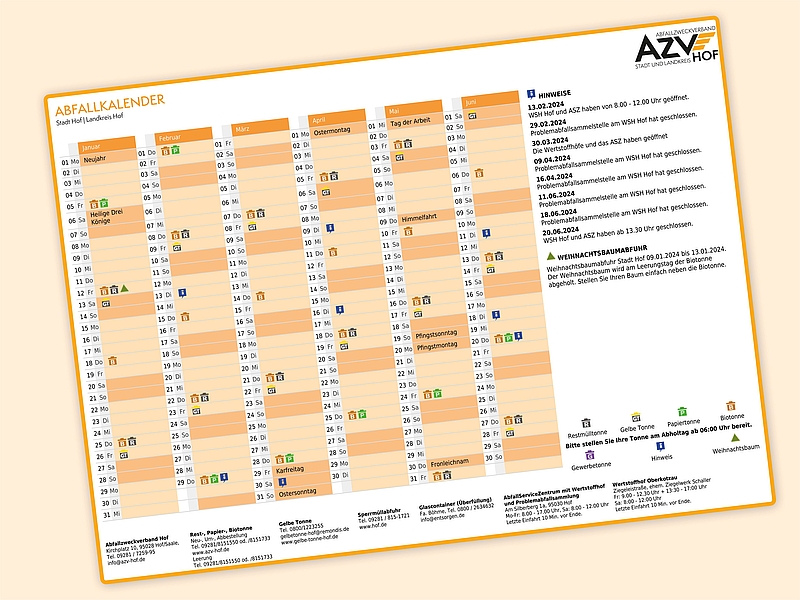 Abfuhrkalender Hof Stadt