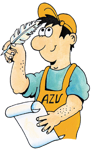 Joe Cycle mit Schreibfeder und Papier