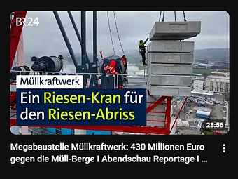 Ein Thumbnail eines BR-Beitrags zum Umbau des Müllkraftwerks in Schwandorf.