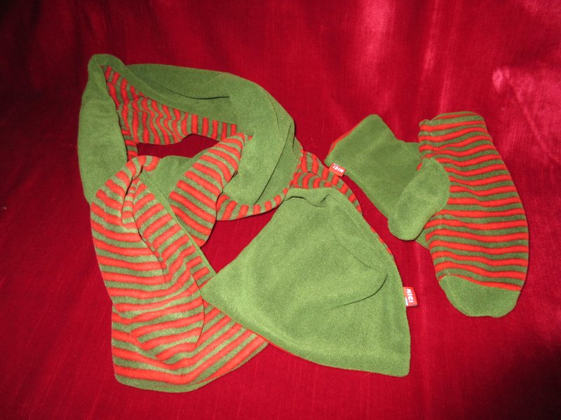 Schal und Handschuhe Fäustlinge grün-orange von NICI 