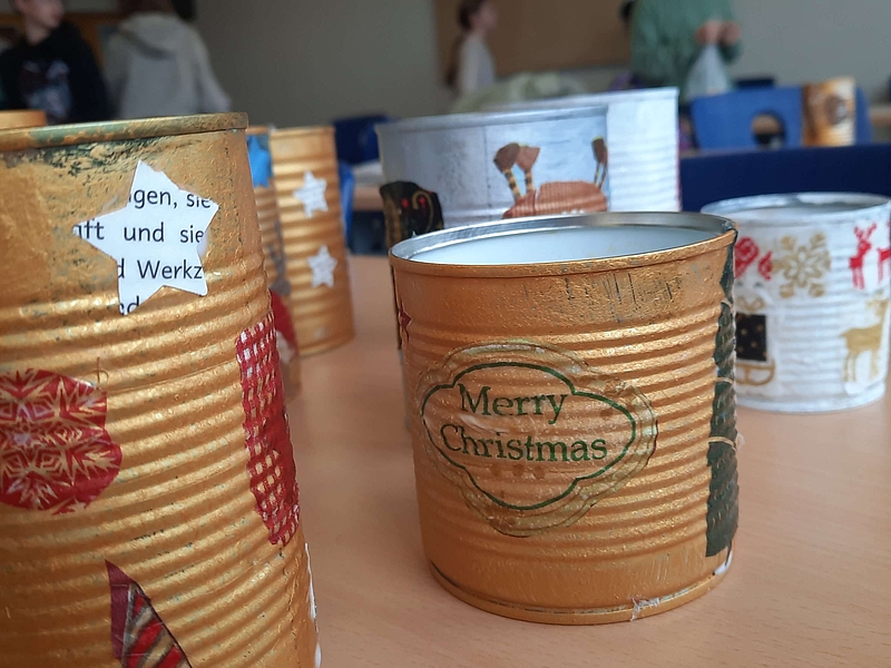 Weihnachtsbasteln 2024 Upcycling Konservendosen