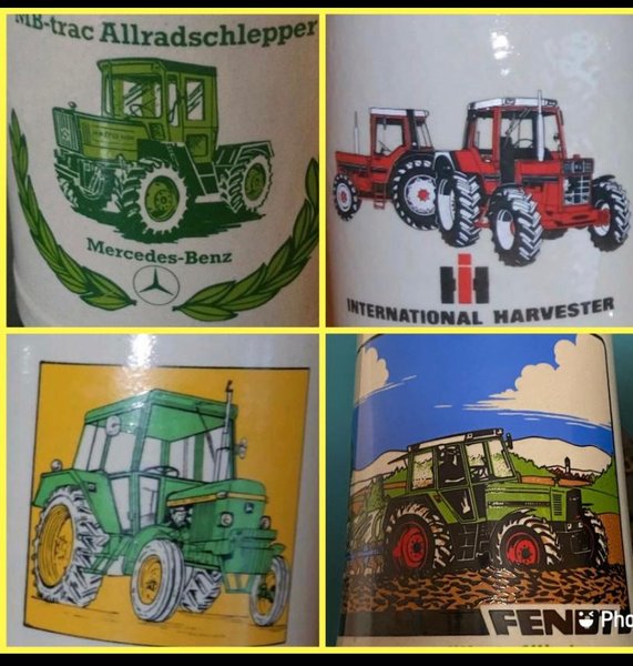 Bierkrüge mit Werbung Traktoren/Landwirtschaft